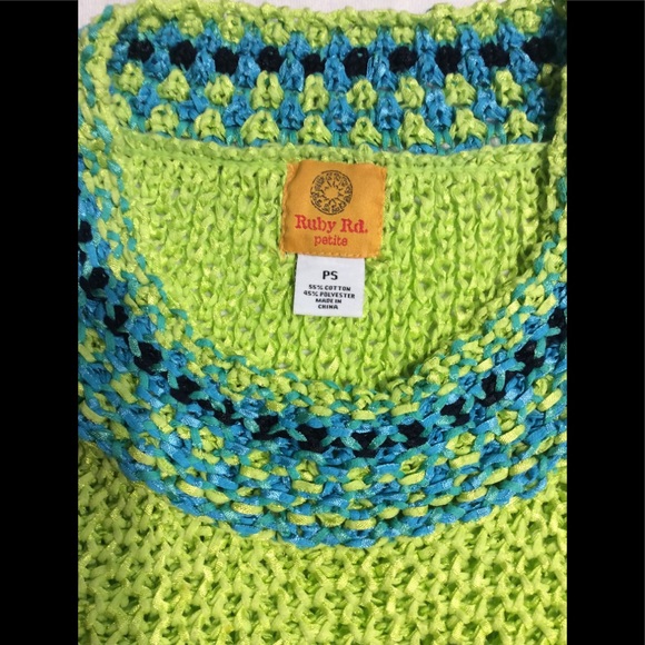 RUBY RD GREEN/BLUE/BLACK PETITE TOP/SWEATER - Picture 5 of 8